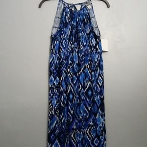 NWT Muse Blue Multi Halter Dress Size 6